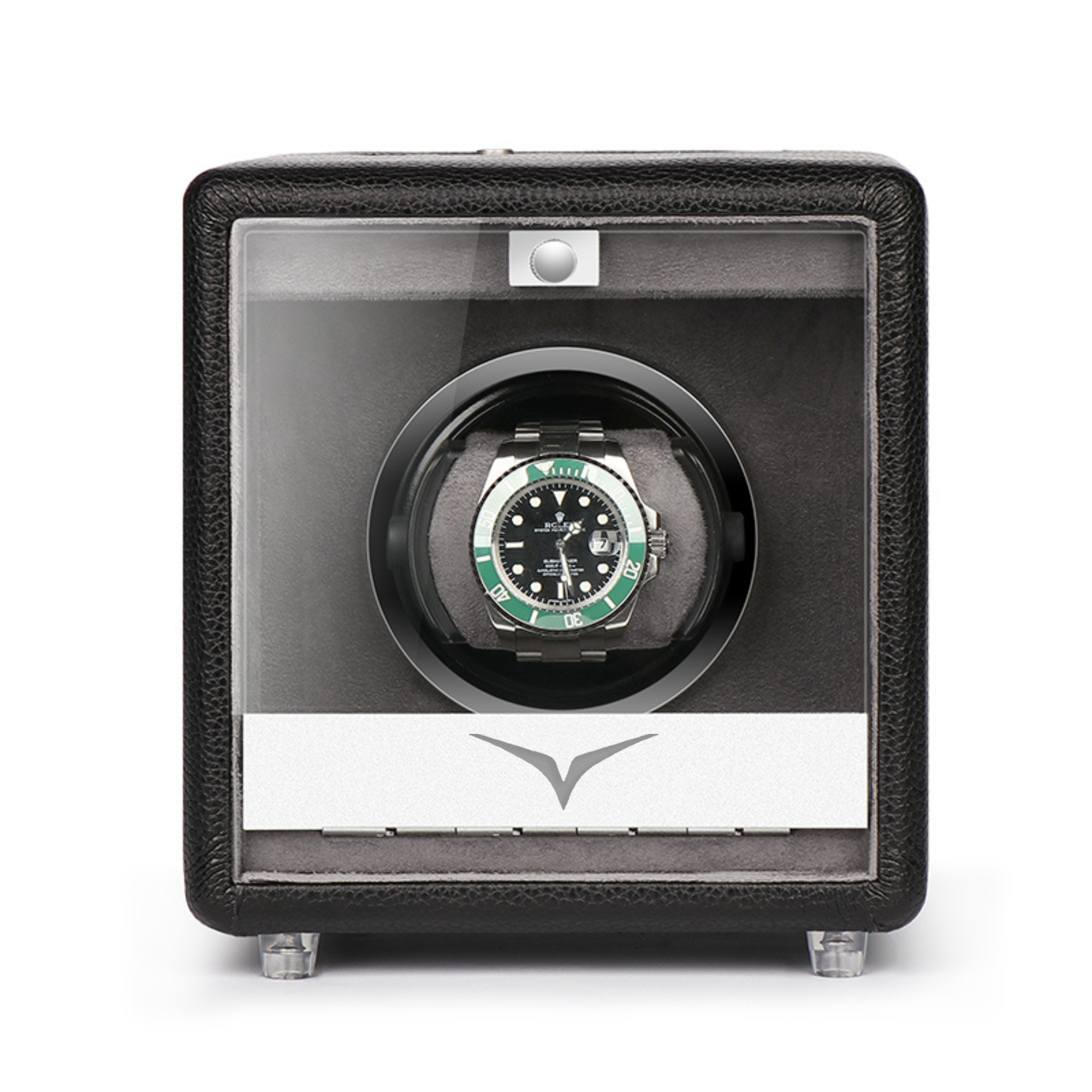 Evandale Single Watch Winder in Black Vegan Leather
