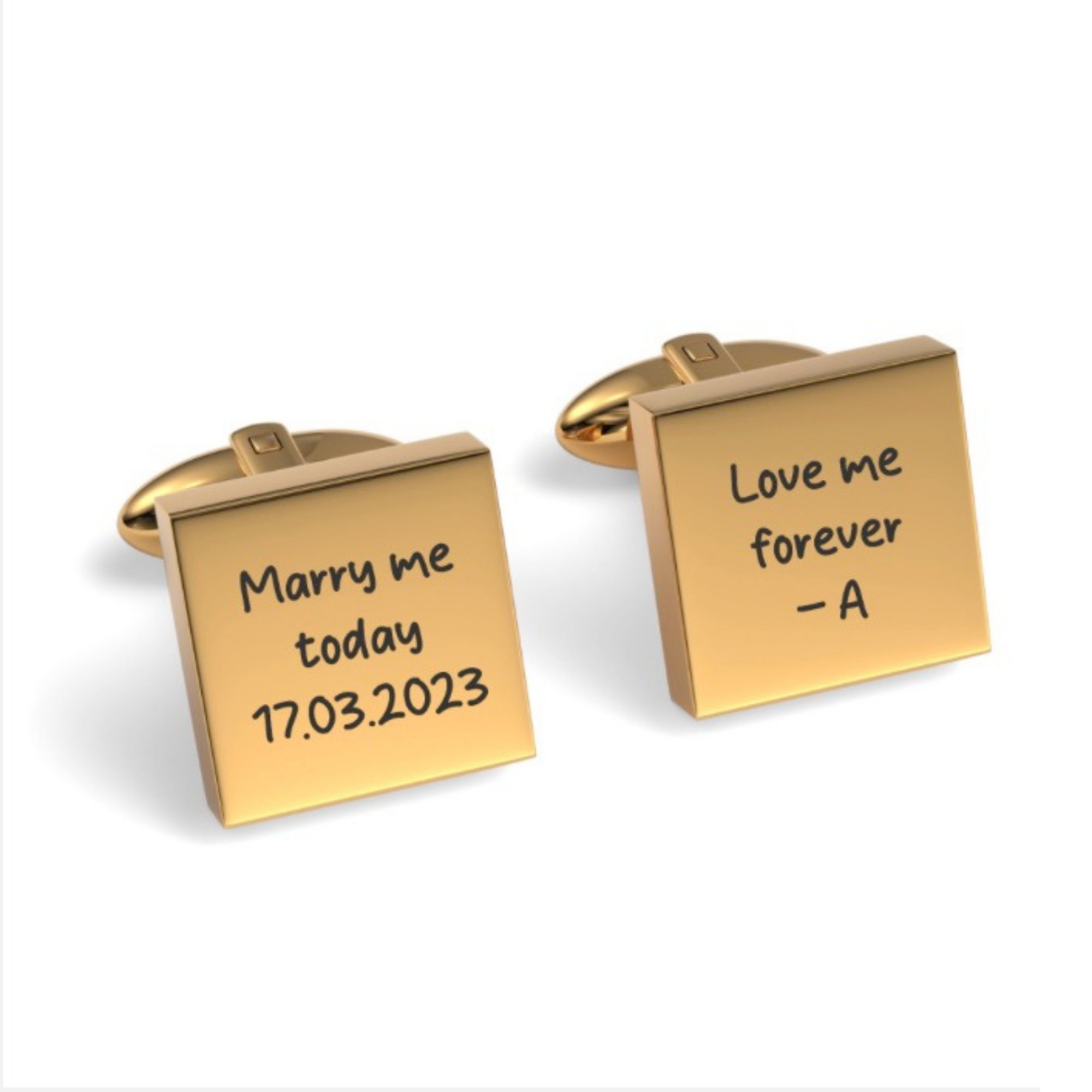 Custom Handwriting Engraved Square Cufflinks