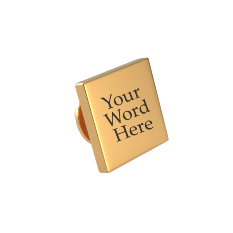 Custom Word Engraved Square Lapel Pin