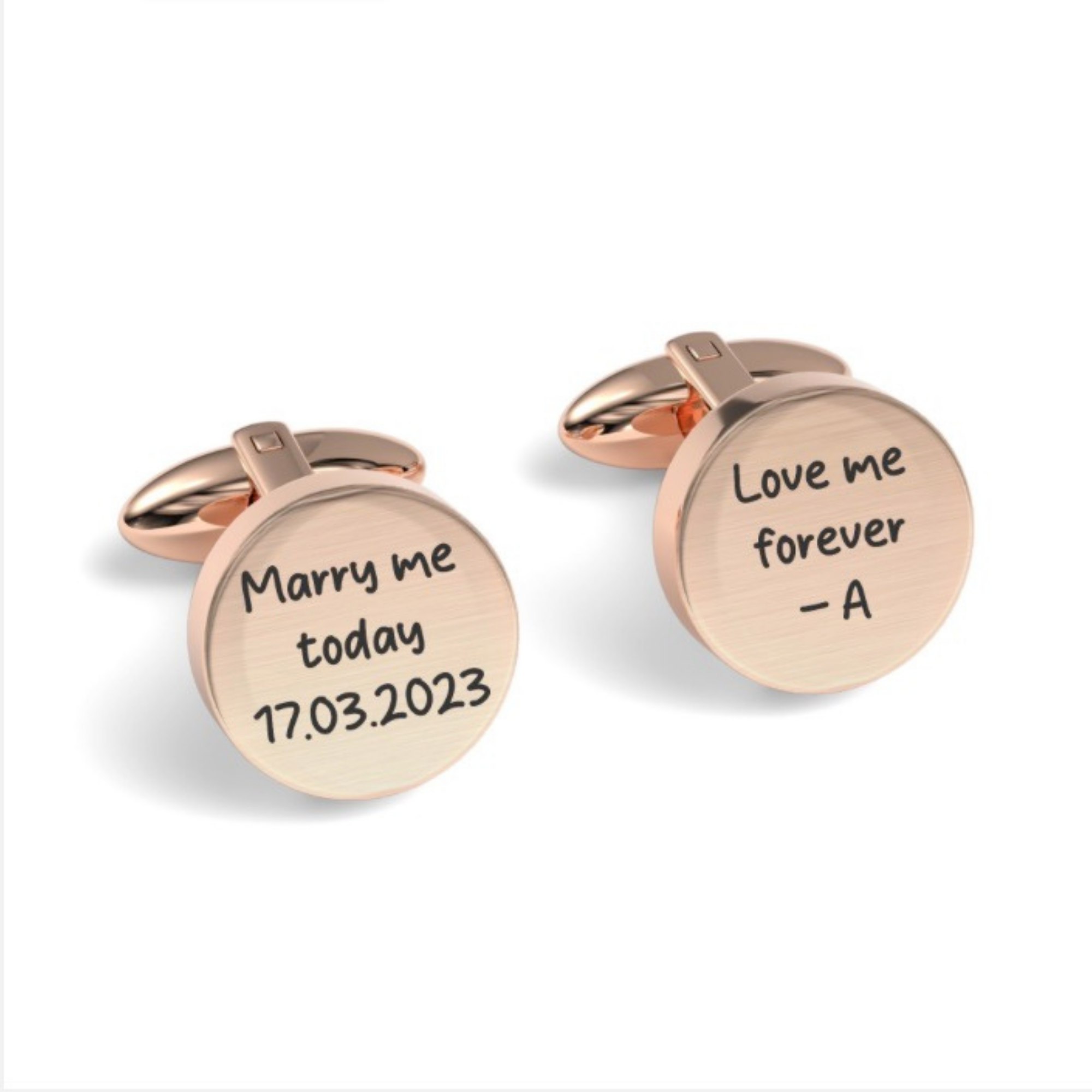 Custom Handwriting Engraved Round Cufflinks