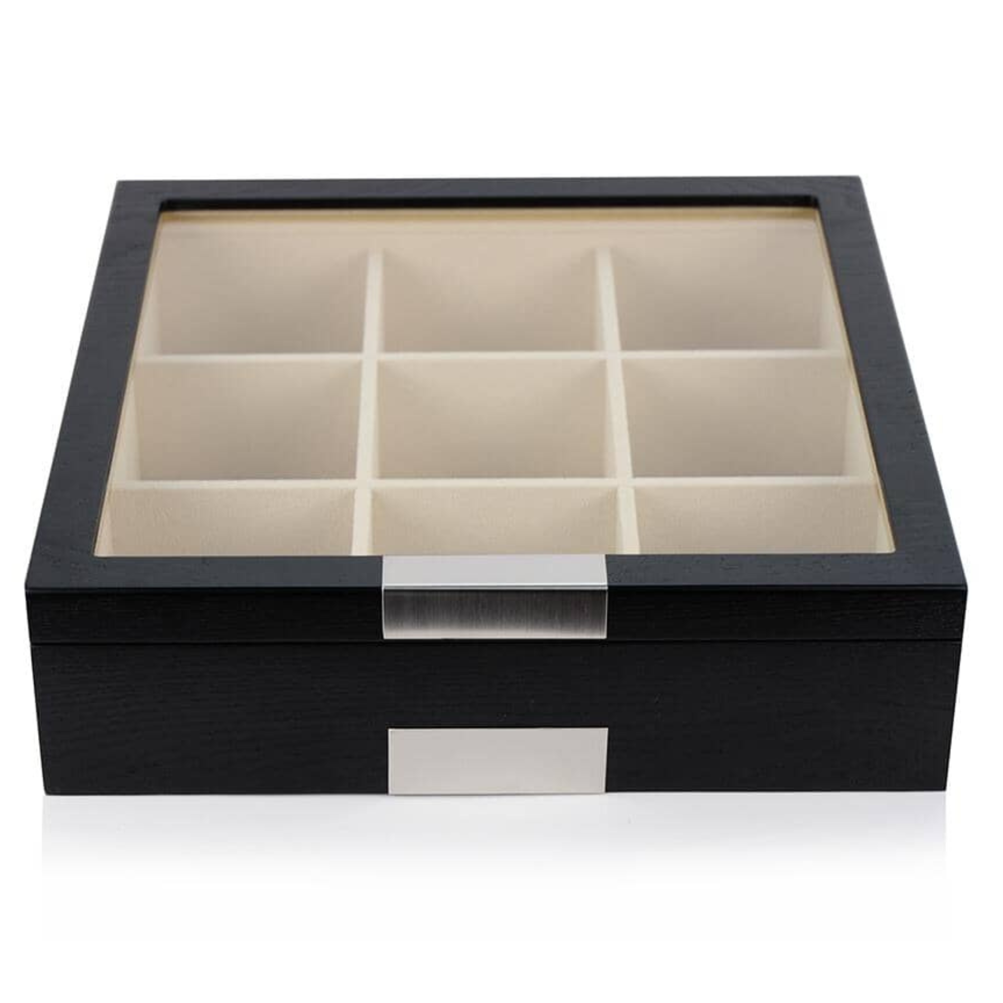 B-Ware – Schwarze Krawattenbox aus Holz für 9 Krawatten (A)