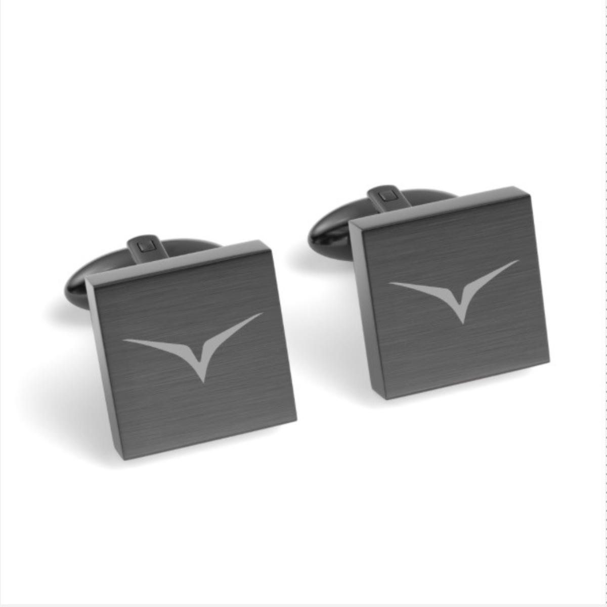 Quadratische Manschettenknöpfe mit graviertem Logo