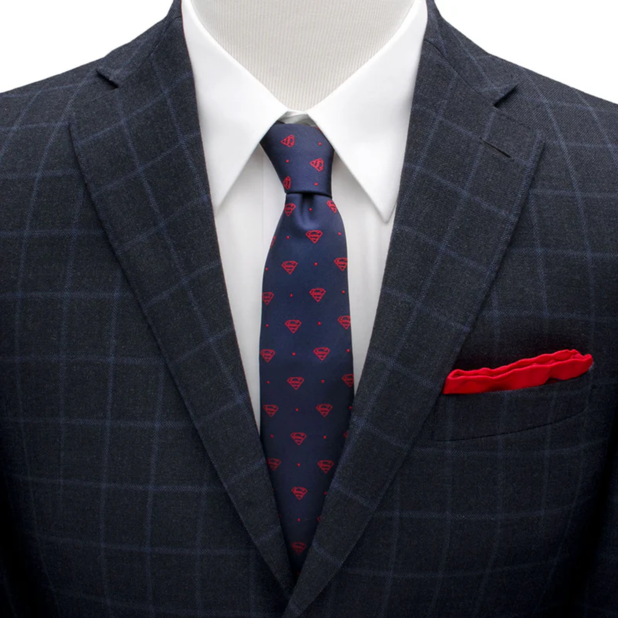 DC Superman Shield Navy and Red Dot Tie
