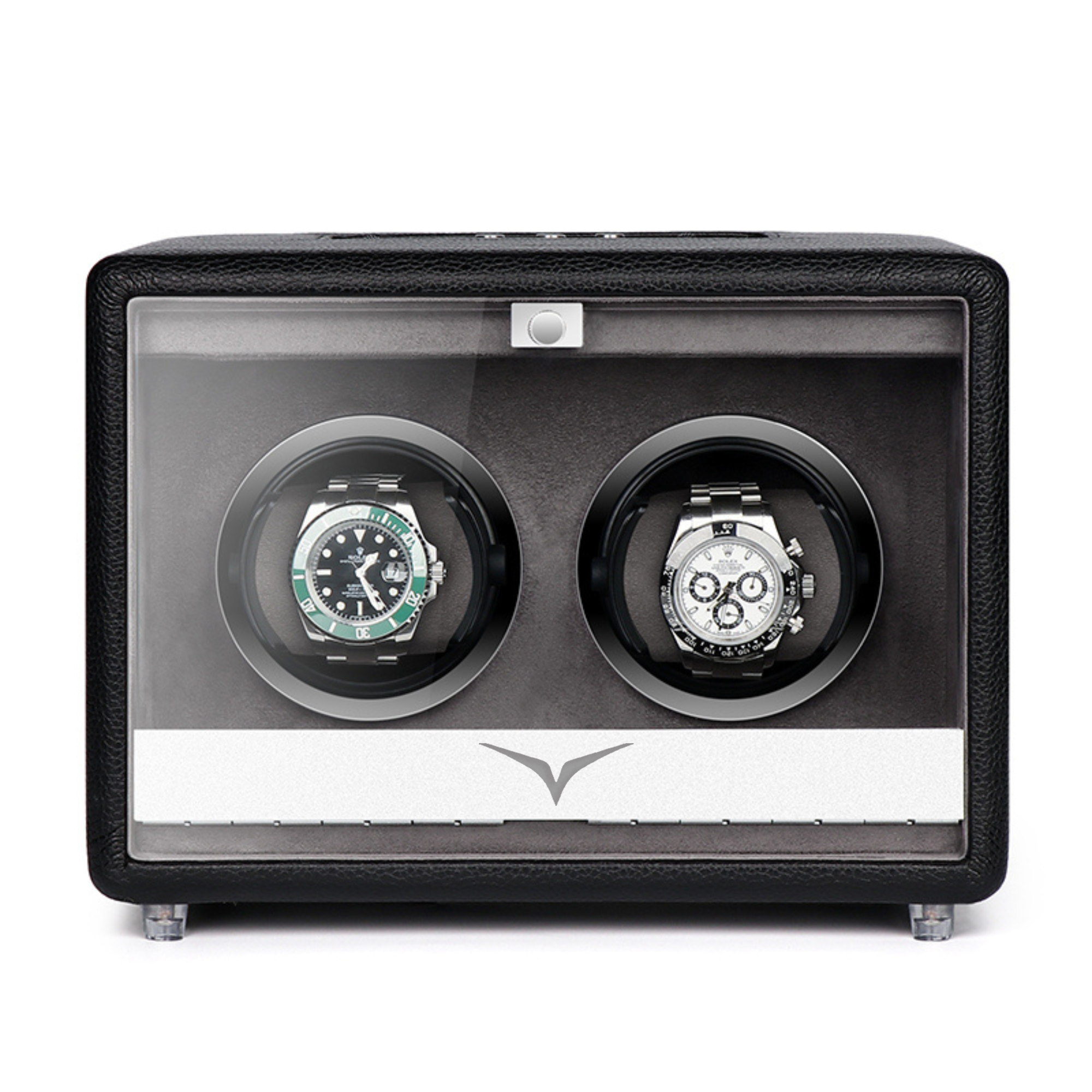 Evandale Dual Watch Winder in Black Vegan Leather