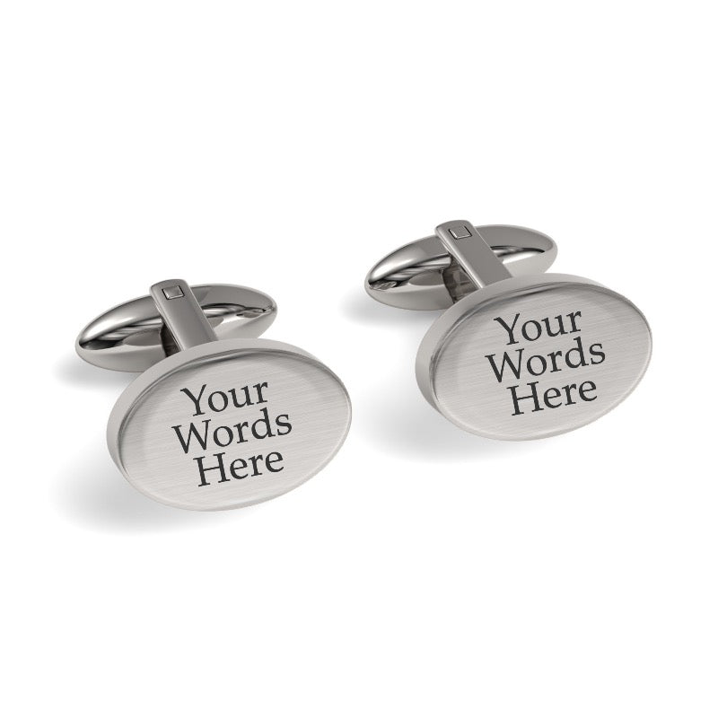 Custom Word Engraved Oval Cufflinks
