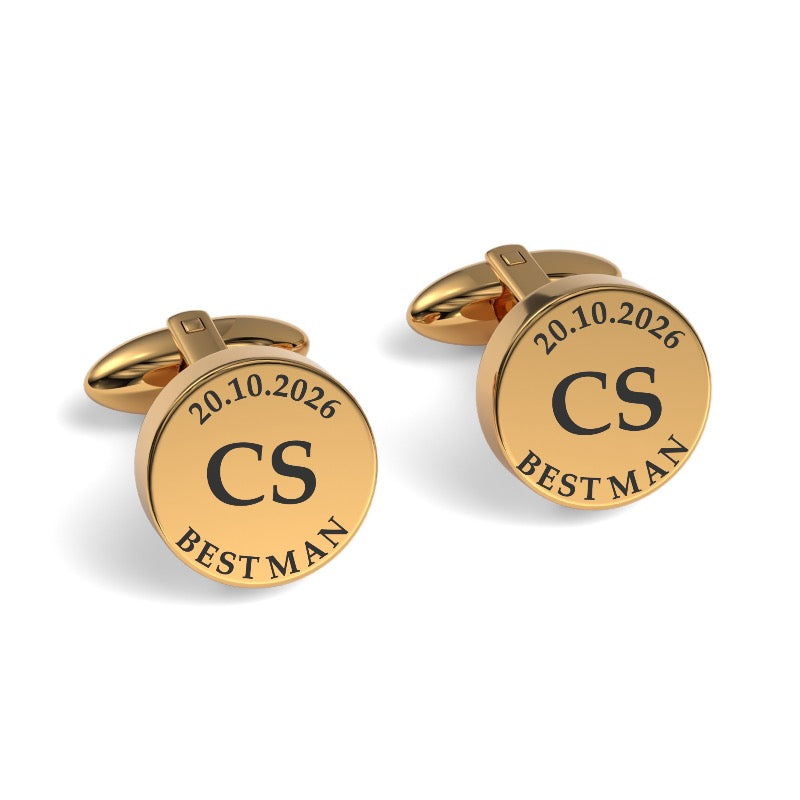 Couple Names, Initials and Address Engraved Cufflinks