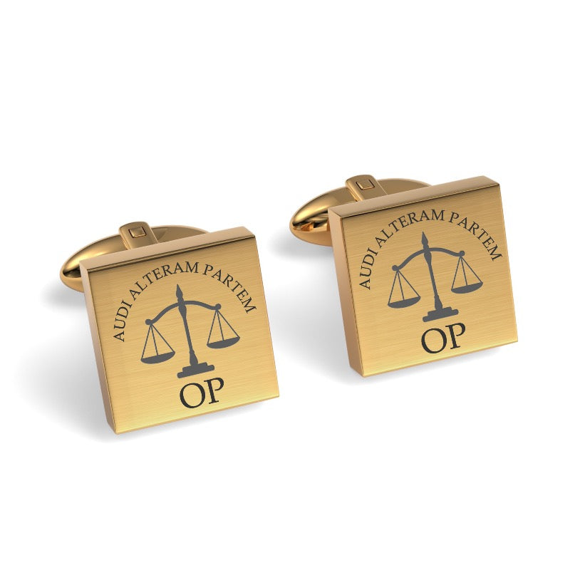 Lawyer's Initials and Legal Maxims Engraved Cufflinks