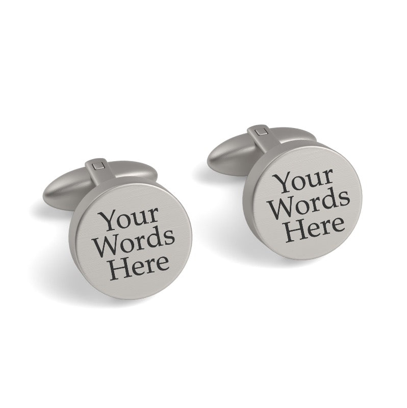 Custom Word Engraved Round Cufflinks