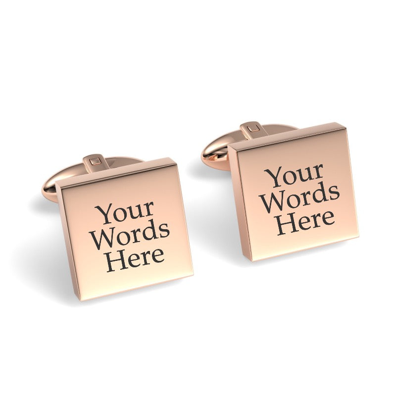 Custom Word Engraved Square Cufflinks