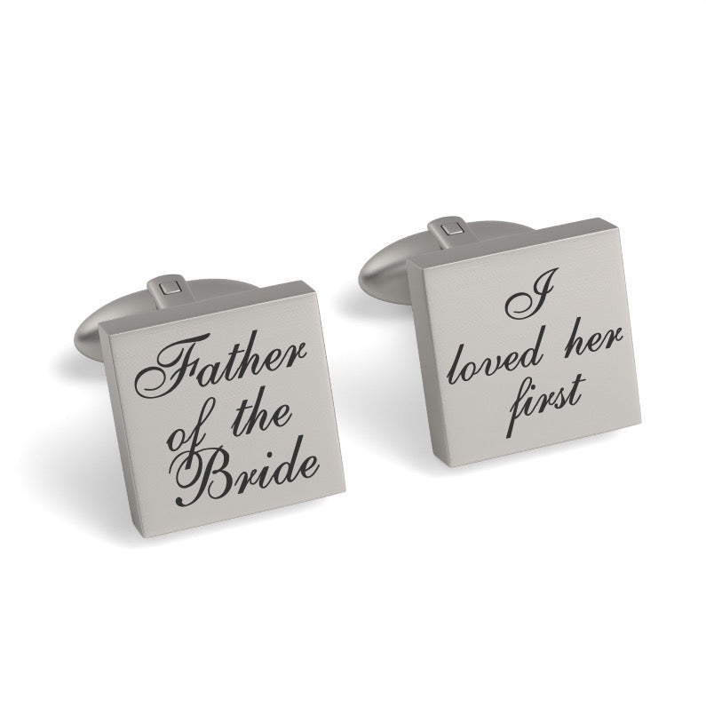 Father of the Bride Loved Her First Engraved Wedding Cufflinks