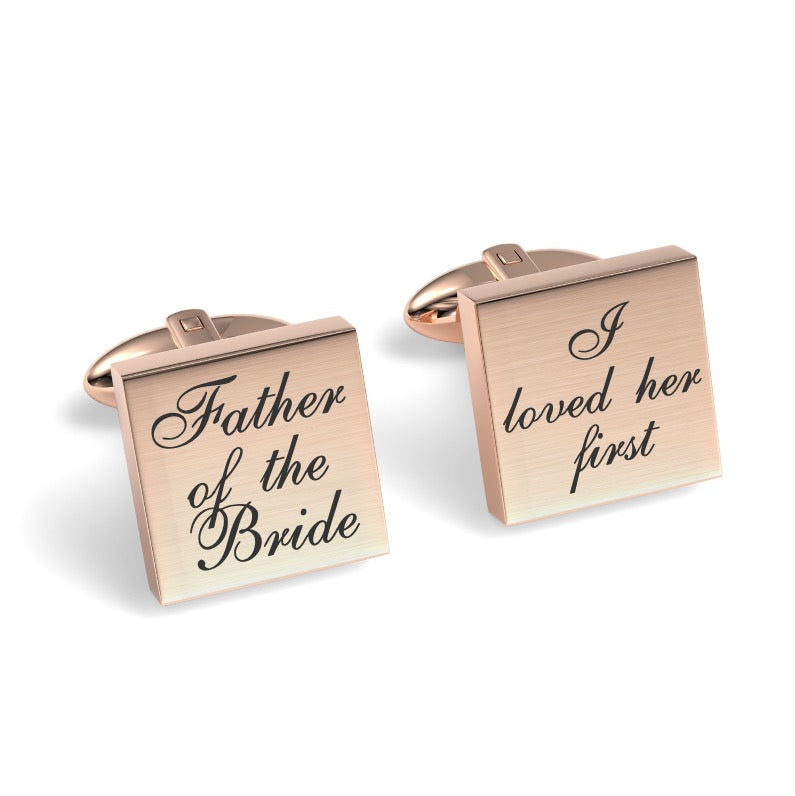 Father of the Bride Loved Her First Engraved Wedding Cufflinks