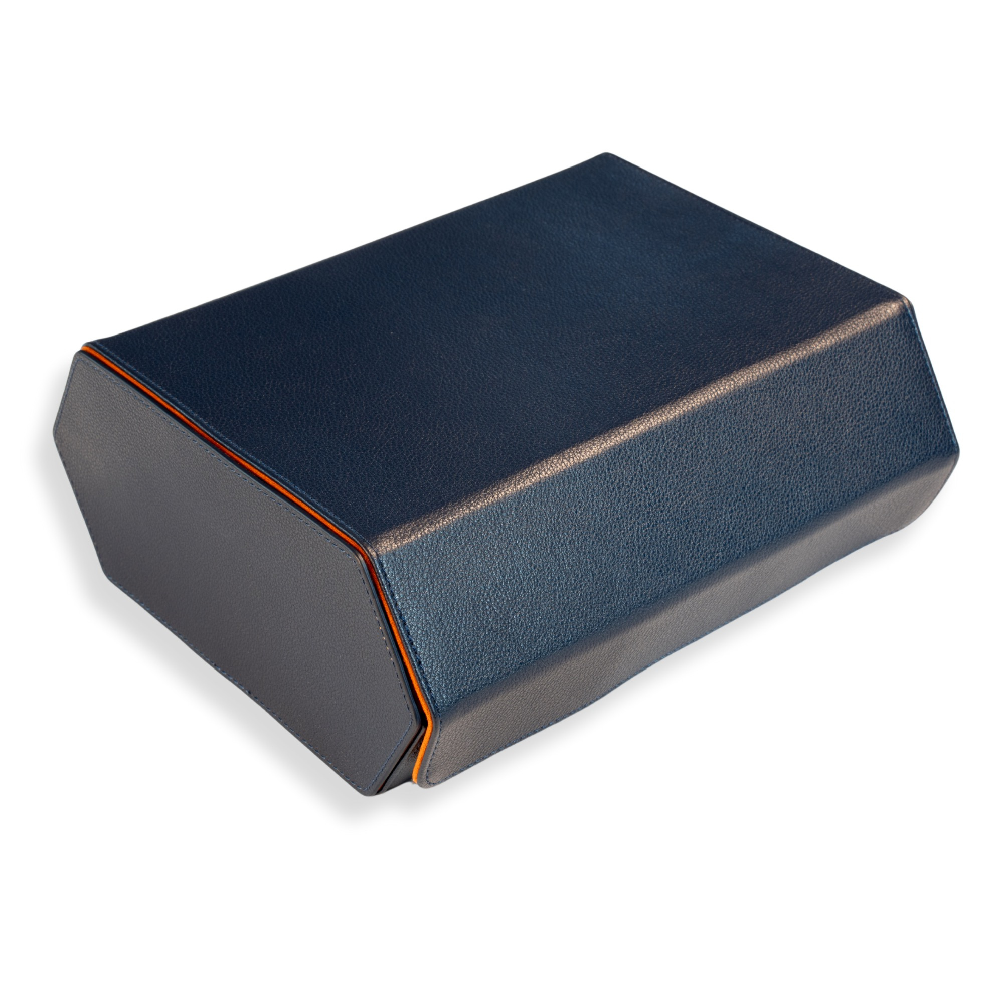 Seconds - Hex Leather Watch Roll 6 Slots in Navy/Orange
