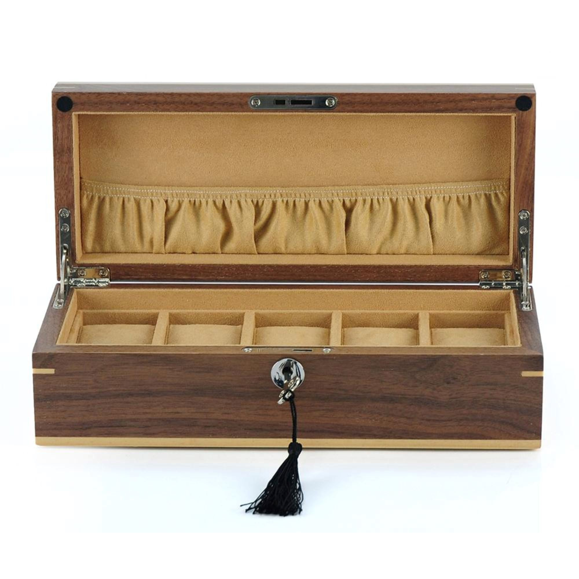 Seconds - Walnut Wooden Watch Box for 5 Watches (A)
