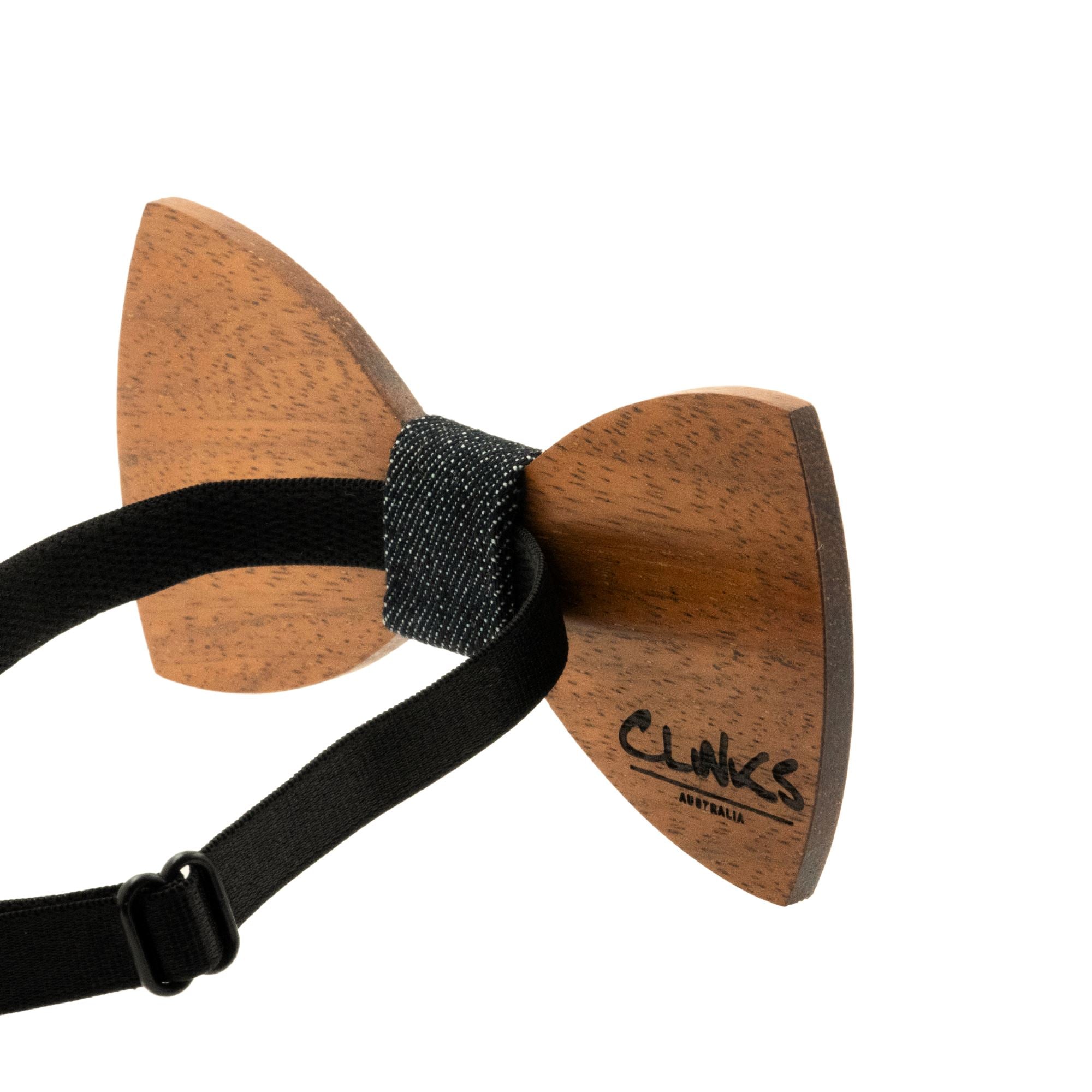 Dark Wood Black Dot Fabric Adult Bow Tie Bow Ties Clinks Australia