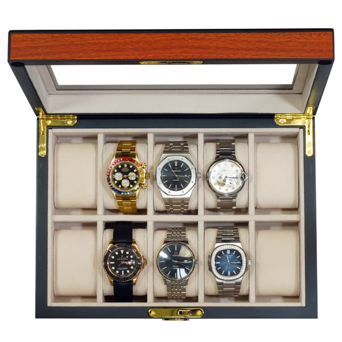Kirschholz-Uhrenbox für 10 Uhren