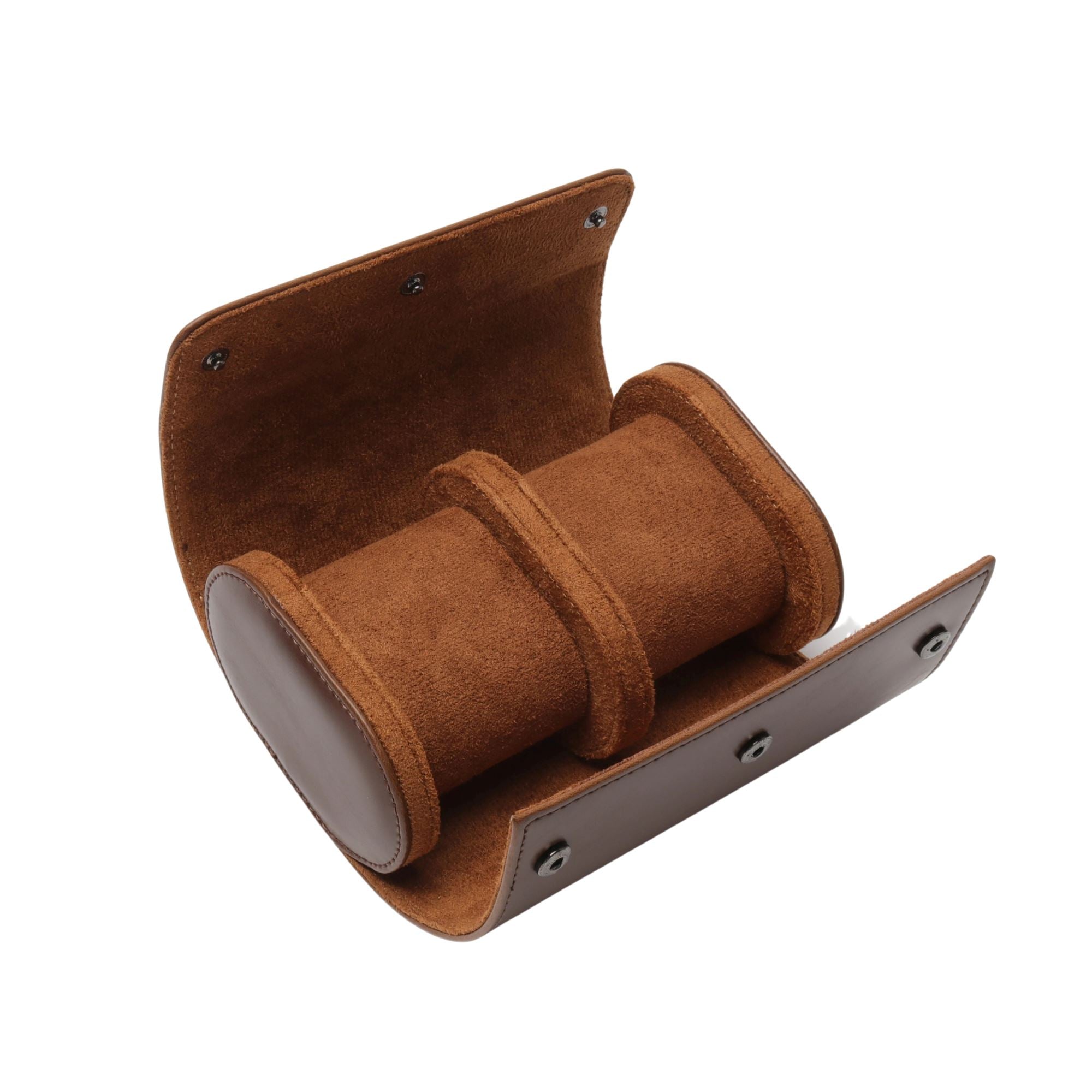 Watch Roll Case for 2 in Brown Vegan Leather Watch Boxes Clinks