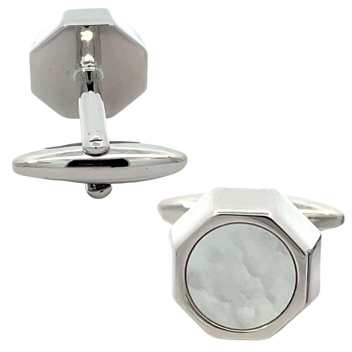 Mother of Pearl in Silver Octagon Cufflinks