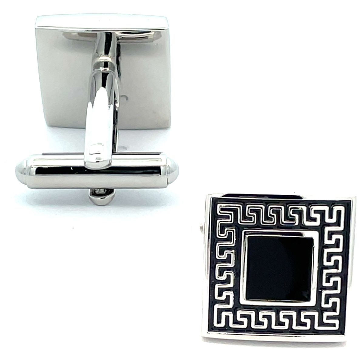 Black Patterned Enamel Cufflinks