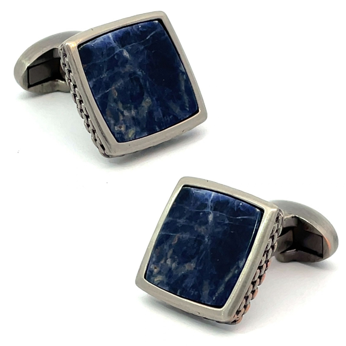 Sodalite Stone Cufflinks in Gunmetal