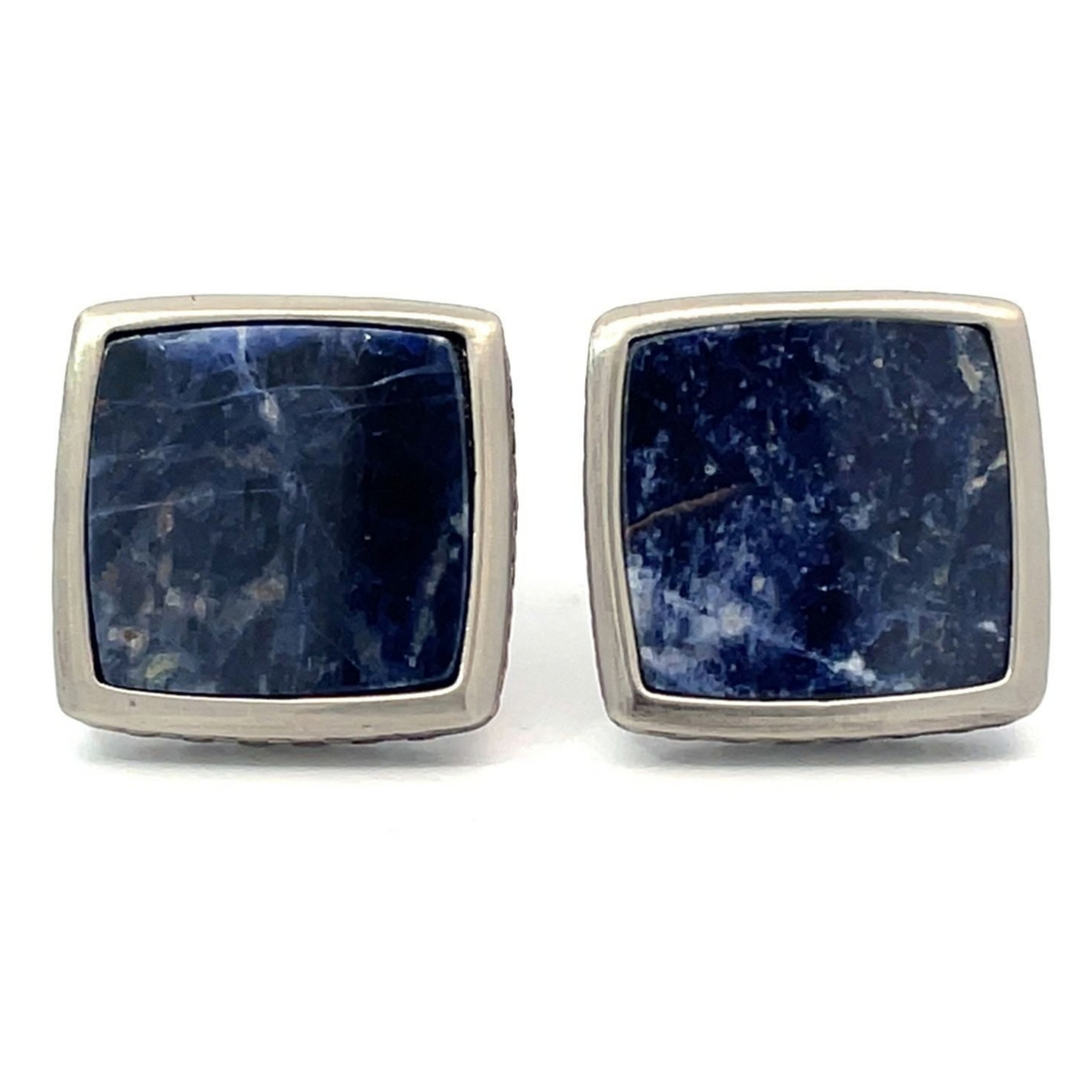 Sodalite Stone Cufflinks in Gunmetal