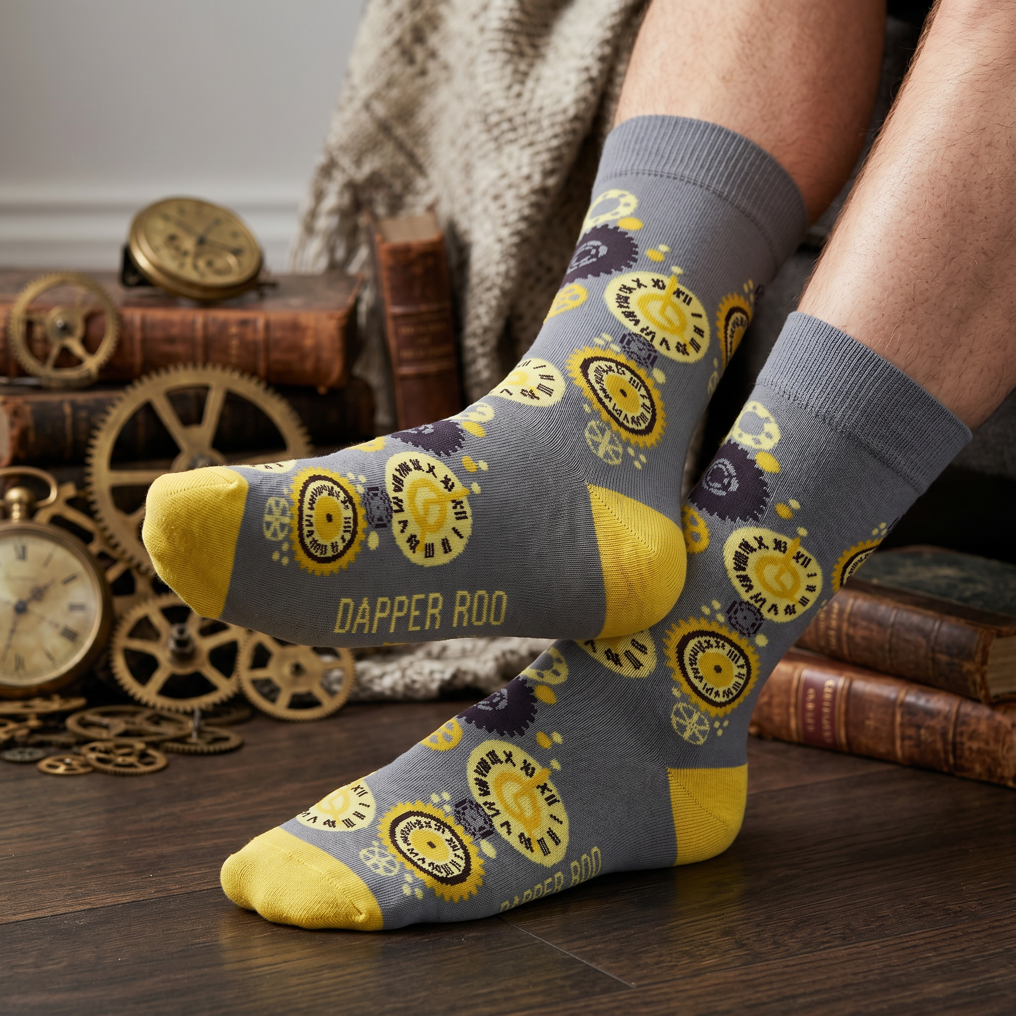 Steampunk Watch Movement Socks by Dapper Roo lifestyle image
