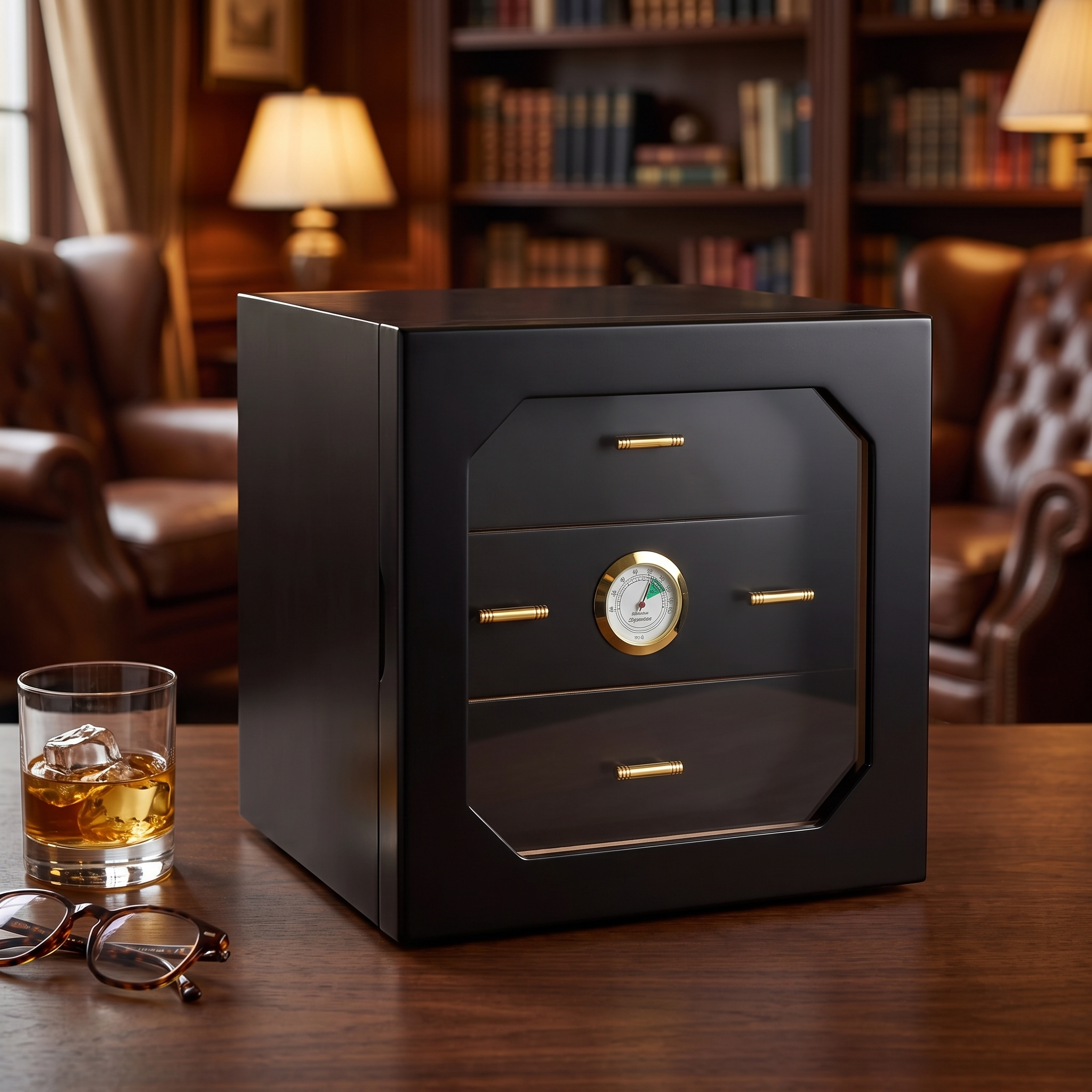 50-100 CT Black Cigar Humidor Wooden Cabinet for Cigars — lifestyle shot