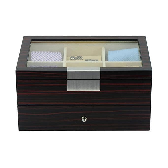 Ebony Wooden Tie Box for 12 Storage Boxes Clinks
