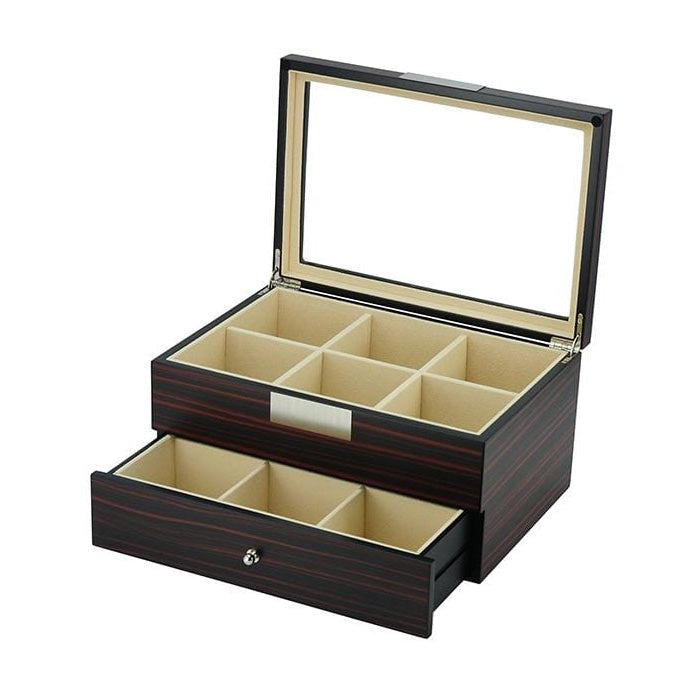 Ebony Wooden Tie Box for 12 Storage Boxes Clinks
