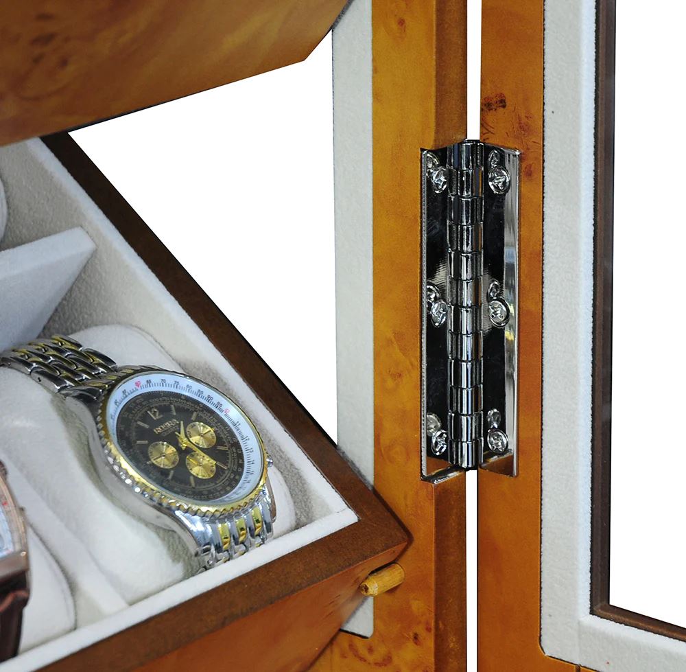 Burl Wooden Watch Cabinet for 18 watches Watch Boxes Clinks