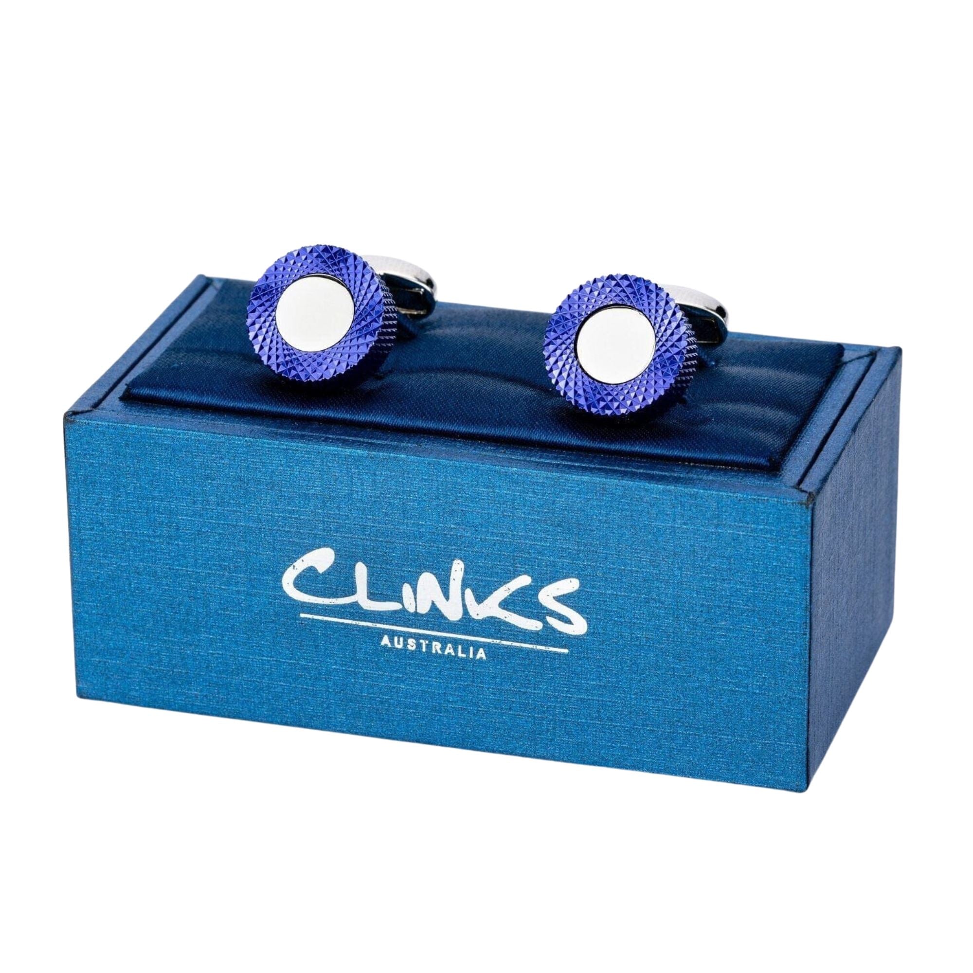 Metallic Purple and Silver Textured Round Cufflinks Classic & Modern Cufflinks Clinks Australia