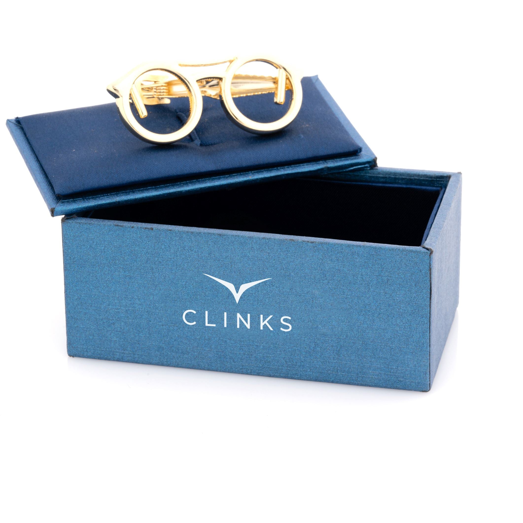 Gold Spectacles Tie Clip Tie Bars Clinks