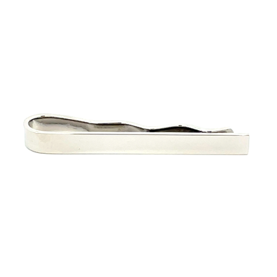Small Shiny Silver Tie Bar with Wave Backing