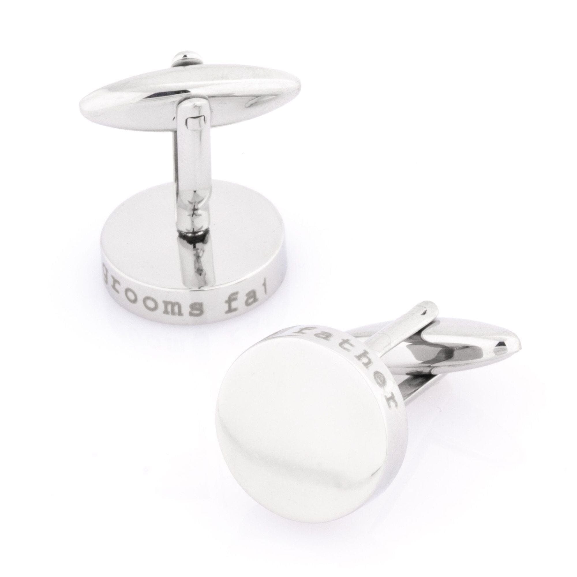 Grooms Father Laser Etched Round Engravable Wedding Cufflinks Wedding Cufflinks Clinks Australia 