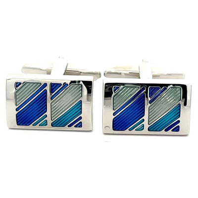 Striped Windows Blue and Green Cufflinks