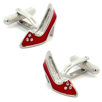 Red Shoe Cufflinks with Crystals