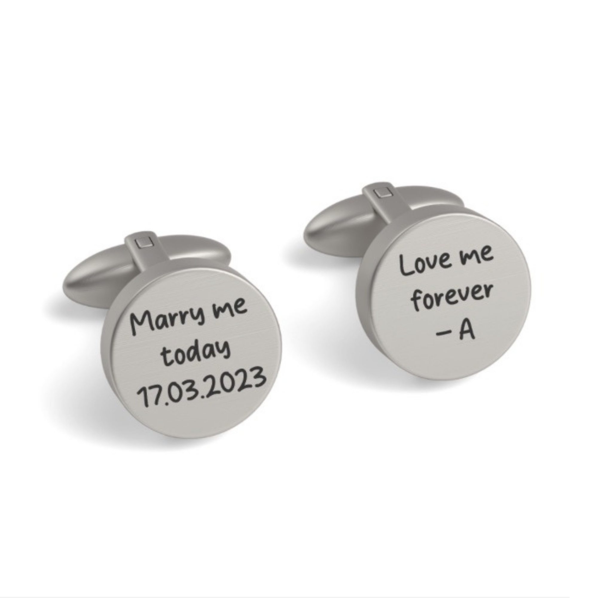 Custom Handwriting Engraved Round Cufflinks