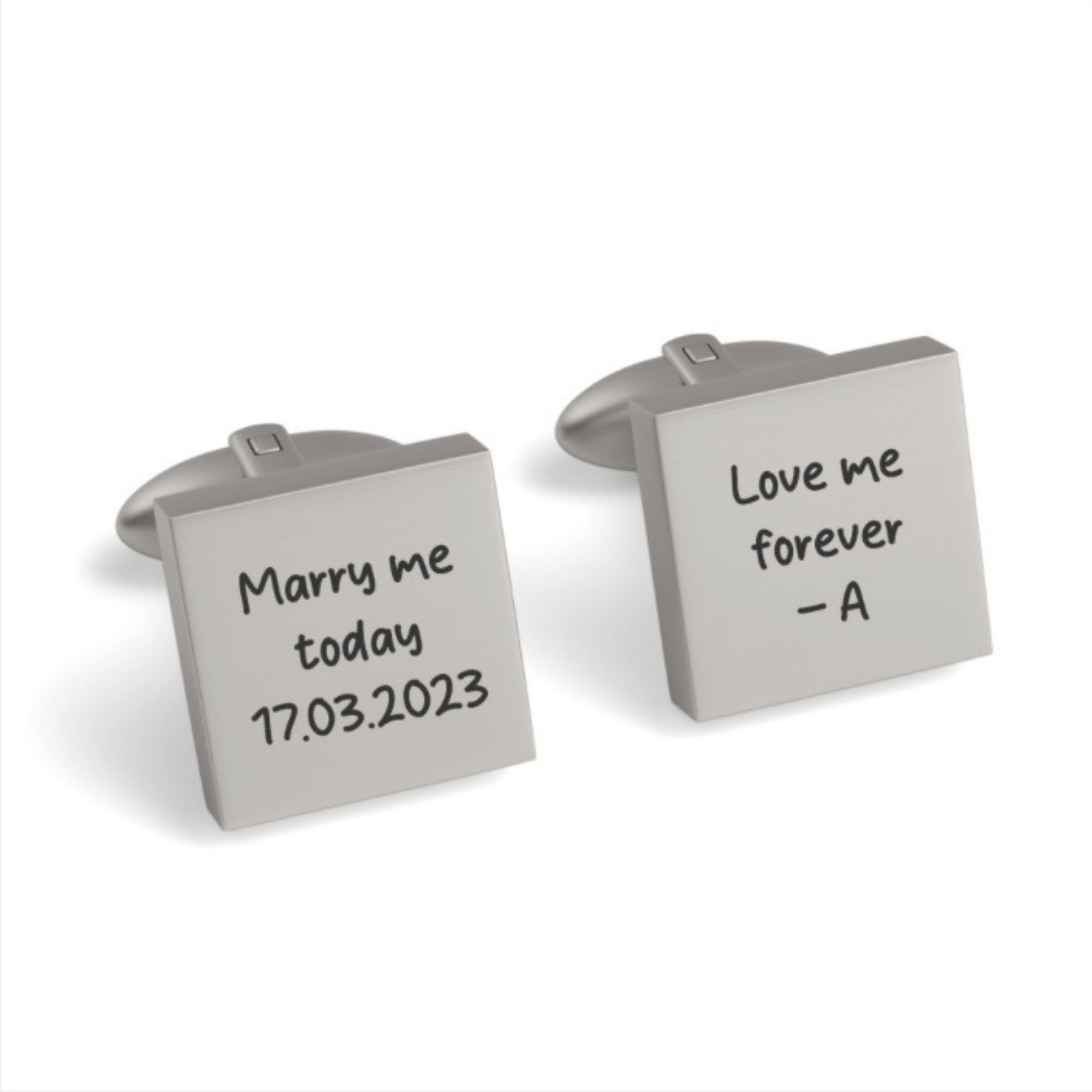 Custom Handwriting Engraved Square Cufflinks