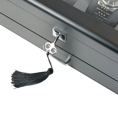 4 Slots Wooden Watch Box with Charcoal Interior and Drawer