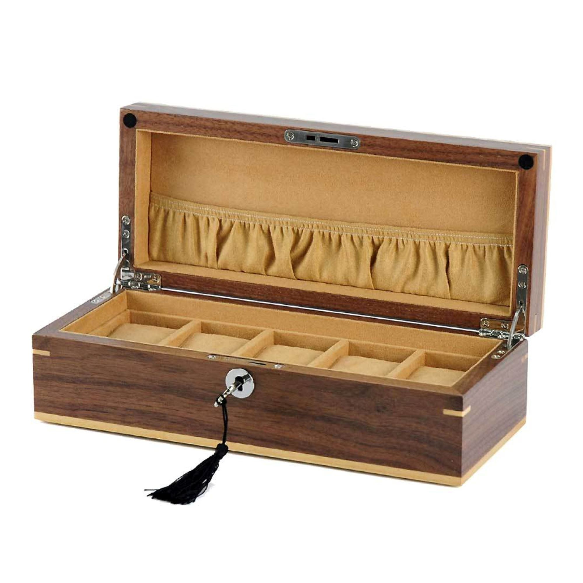 Seconds - Walnut Wooden Watch Box for 5 Watches