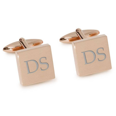 Two Initials Engraved Cufflinks in Rose Gold