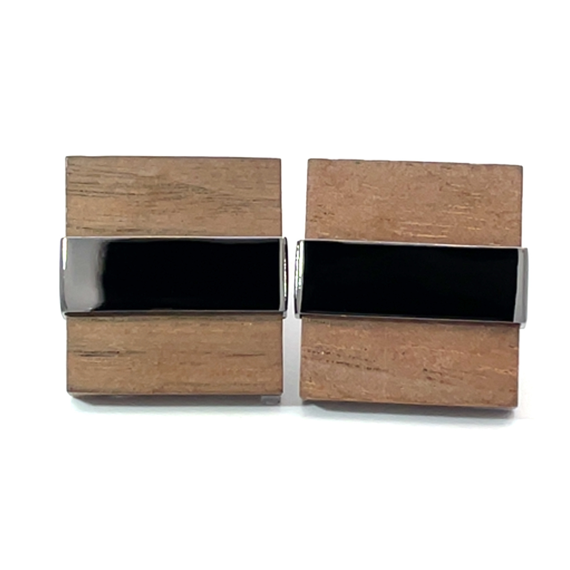 Wood and Gunmetal Cufflinks