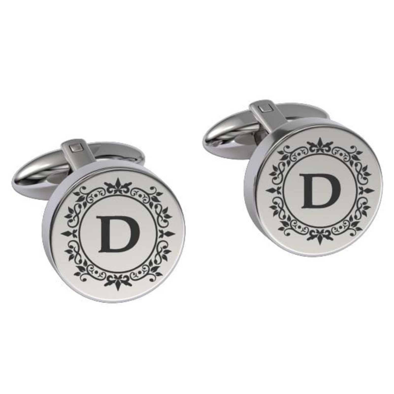 Elegant Engraved Initials Cufflinks in Silver