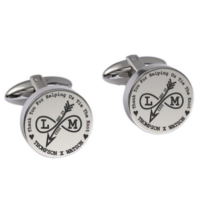 Tying The Knot Engraved Cufflinks in Silver