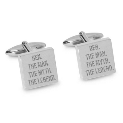 The Man The Myth The Legend Engraved Cufflinks in Silver