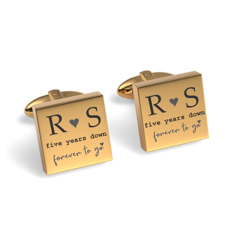 Five Years Down Forever To Go Engraved Cufflinks