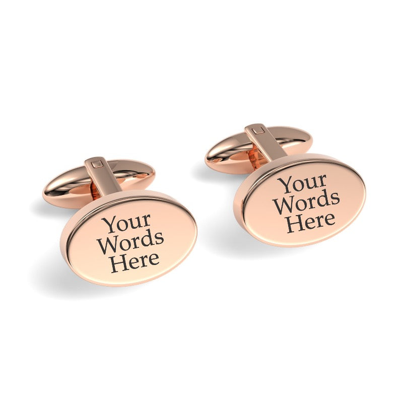 Custom Word Engraved Oval Cufflinks