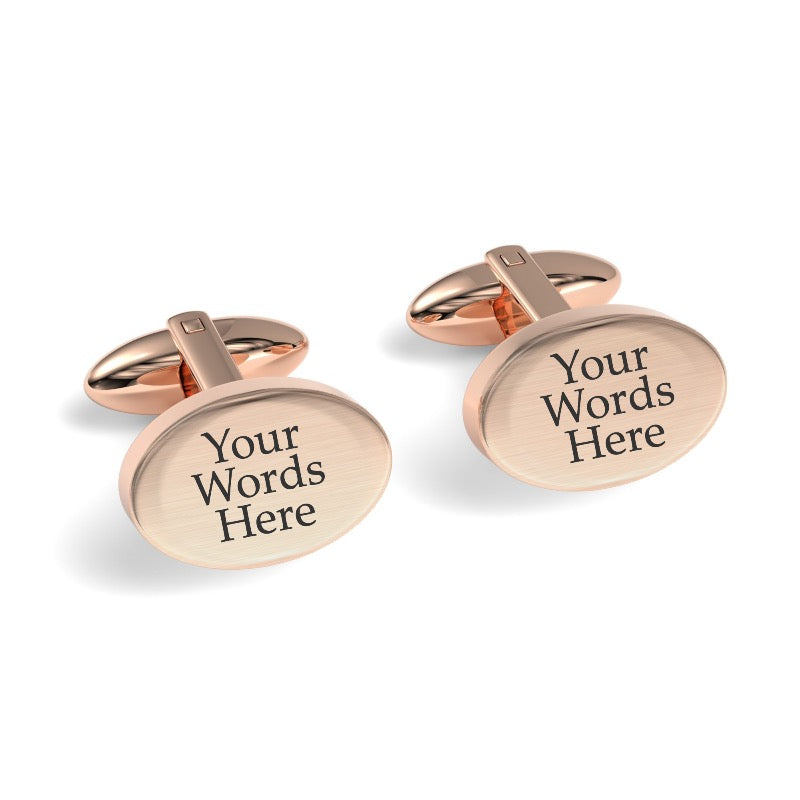 Custom Word Engraved Oval Cufflinks