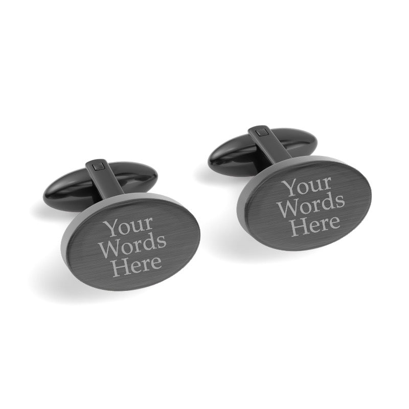 Custom Word Engraved Oval Cufflinks