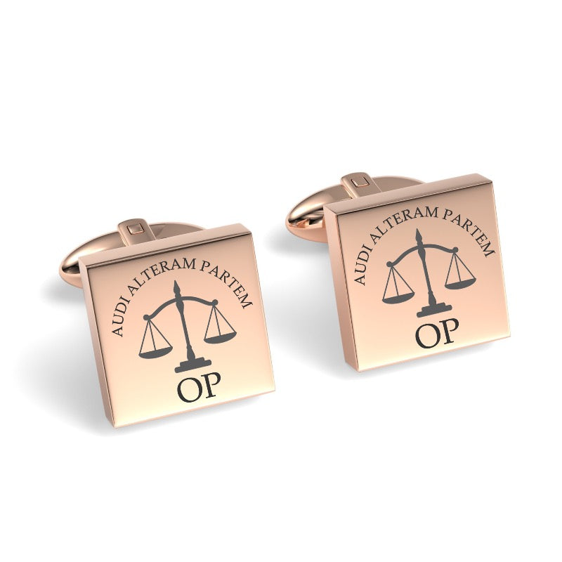 Lawyer's Initials and Legal Maxims Engraved Cufflinks
