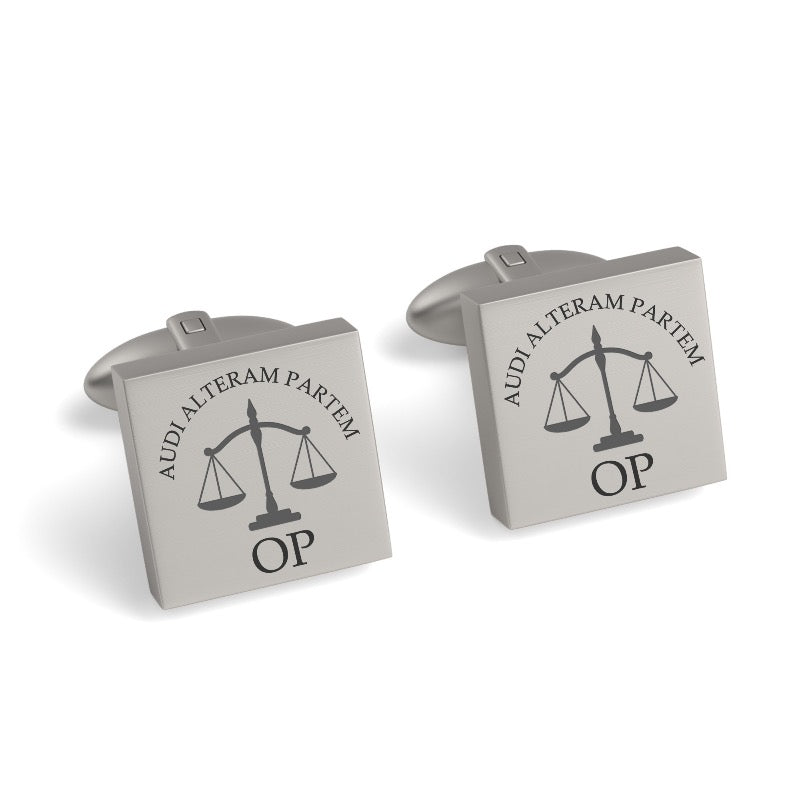 Lawyer's Initials and Legal Maxims Engraved Cufflinks